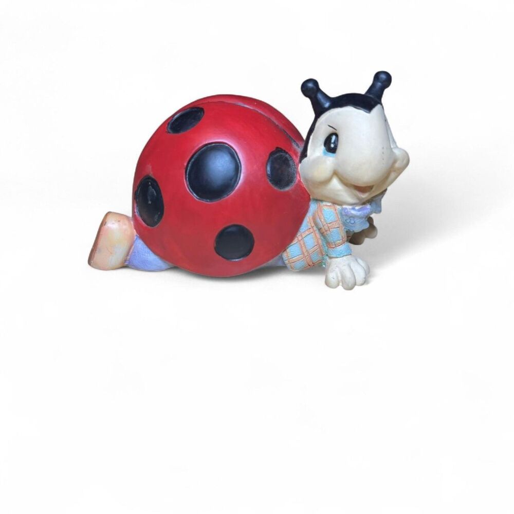 VTG Collectible Ladybug Figure Plaid Bow Tie Whimsical
